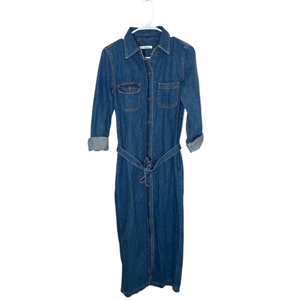 GRLFRND Sessile Denim Midi Dress in Gen X With Belt Women’s Size Small - Picture 5 of 11